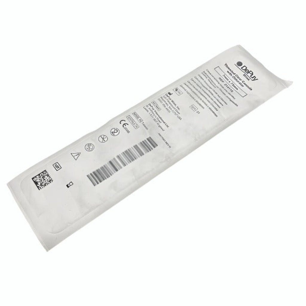 DEPUY MITEK THREADED CLEAR CANNULA WITH OBTURATOR #214116, Individual Packaging Front