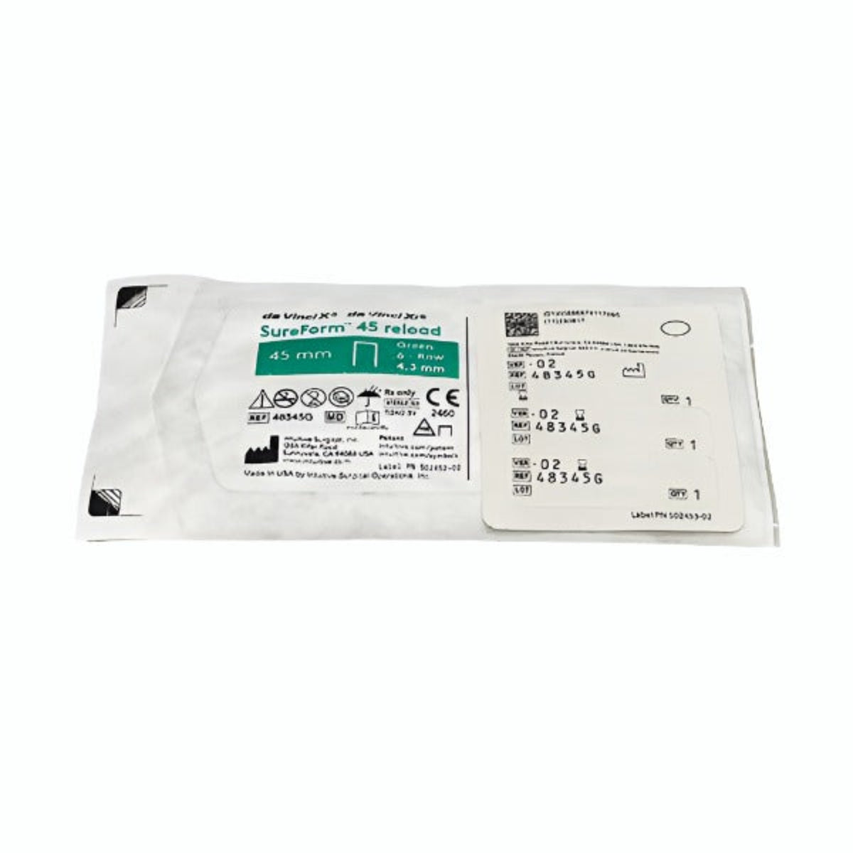ラベル Intuitive Surgical 48345G Da Vinci Sureform 45 Reload - Green – XS