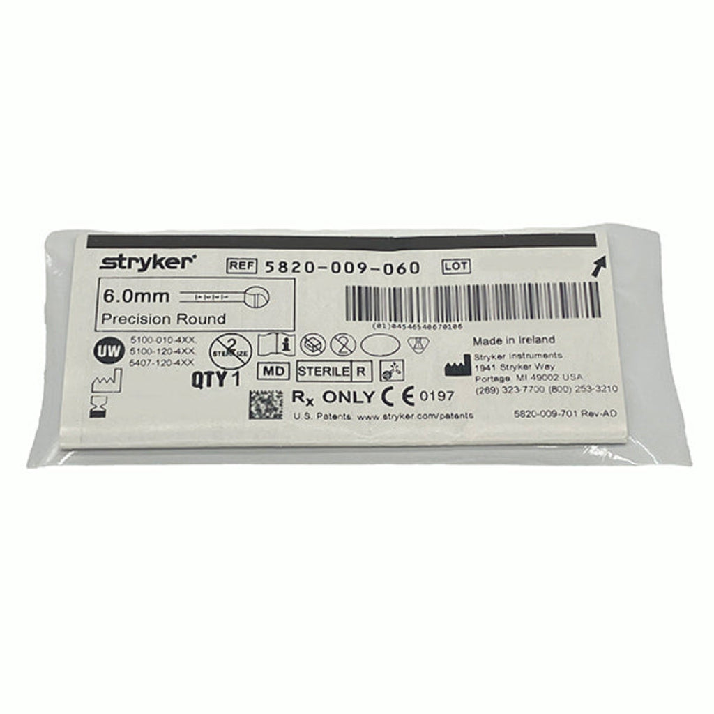STRYKER PRECISION ROUND BUR #5820-009-060, Individual Packaging Front
