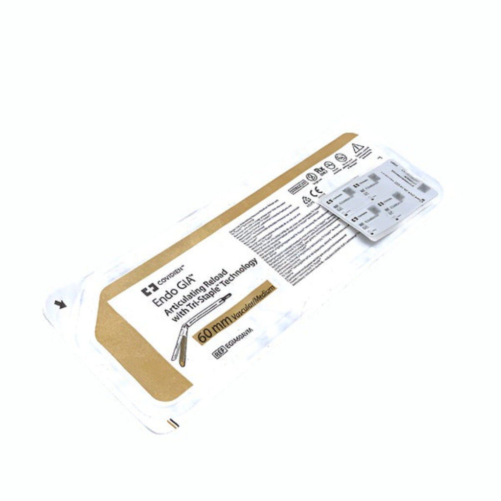 COVIDIEN ENDO GIA 60 MM ARTICULATING VASCULAR STAPLE DEVICE MEDIUM #EGIA60AVM, Individual Packaging Front