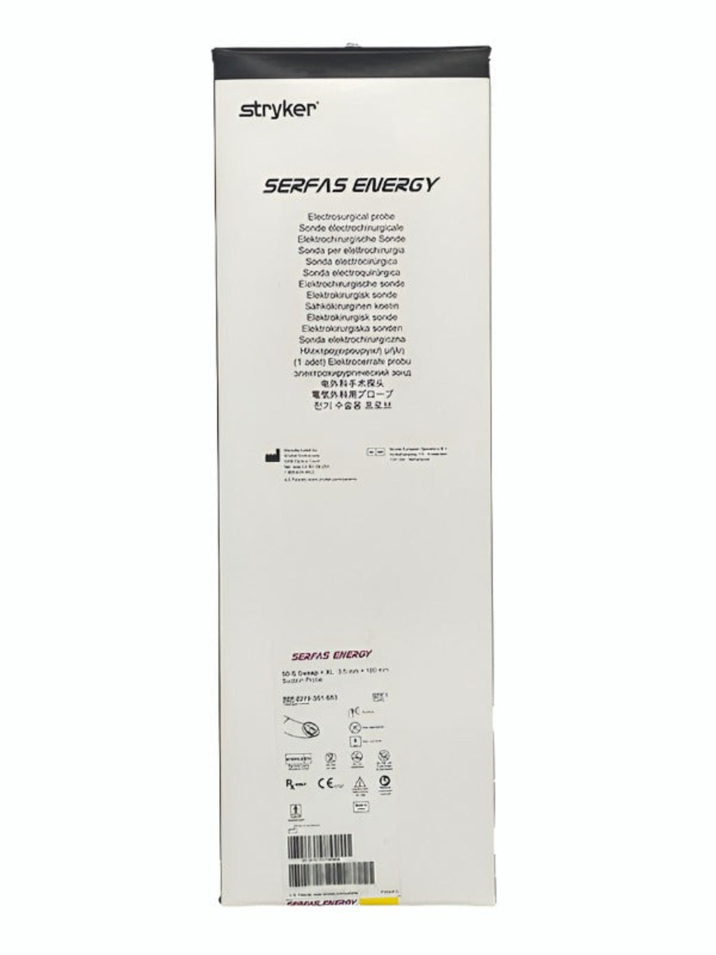 STRYKER SERFAS 50-S SWEEP XL SUCTION PROBE #0279-351-653, Box Front