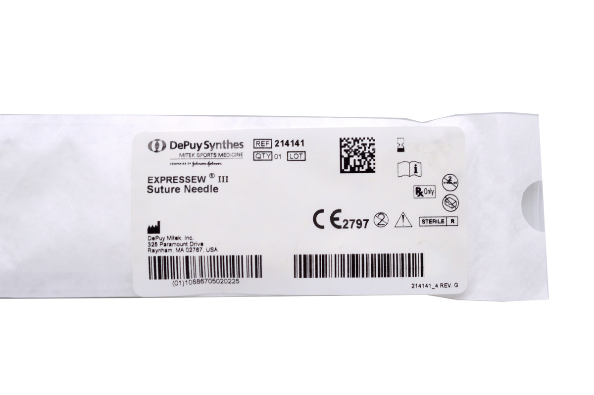 DePuy Mitek 214141 ExpresSew III single-use suture needle in sealed sterile original manufacturer packaging