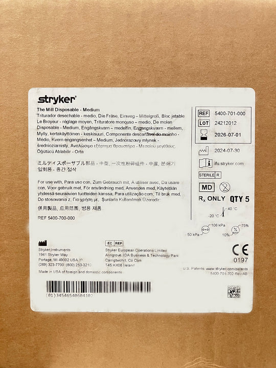 STRYKER 5400-701-000 Box Label
