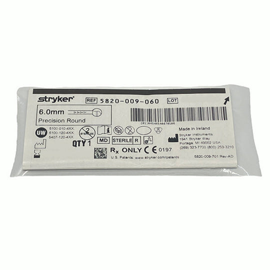 STRYKER PRECISION ROUND BUR #5820-009-060, Individual Packaging Front