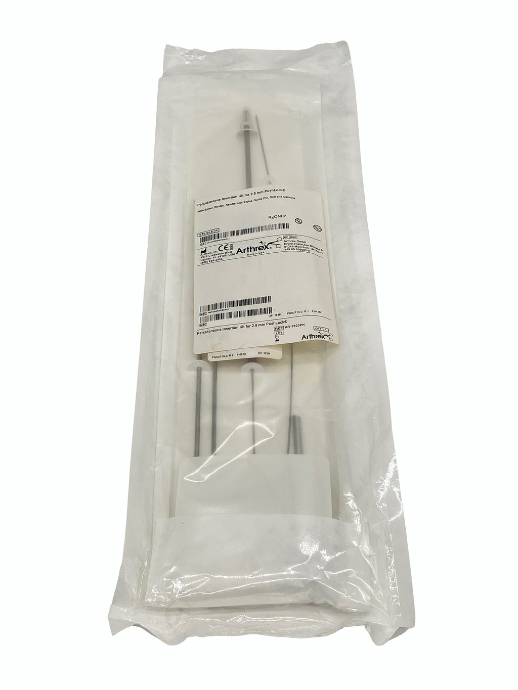 ARTHREX PERCUTANEOUS INSERTION KIT FOR 2.9MM PUSHLOCK #AR-1923PK, Individual Packaging Front
