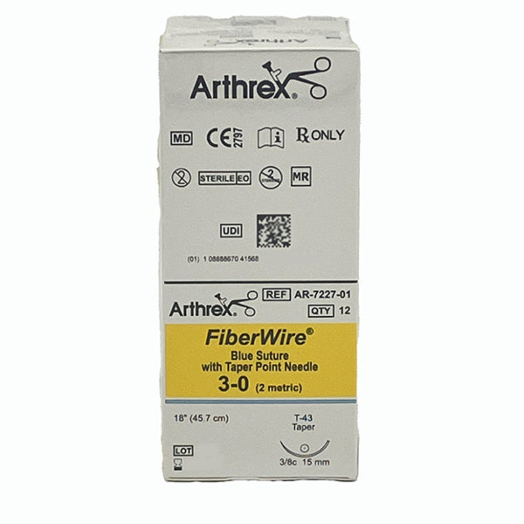 ARTHREX 3-0 FIBERWIRE BRAIDED POLYBLEND BLUE SUTURE #AR-7227-01, Box Front